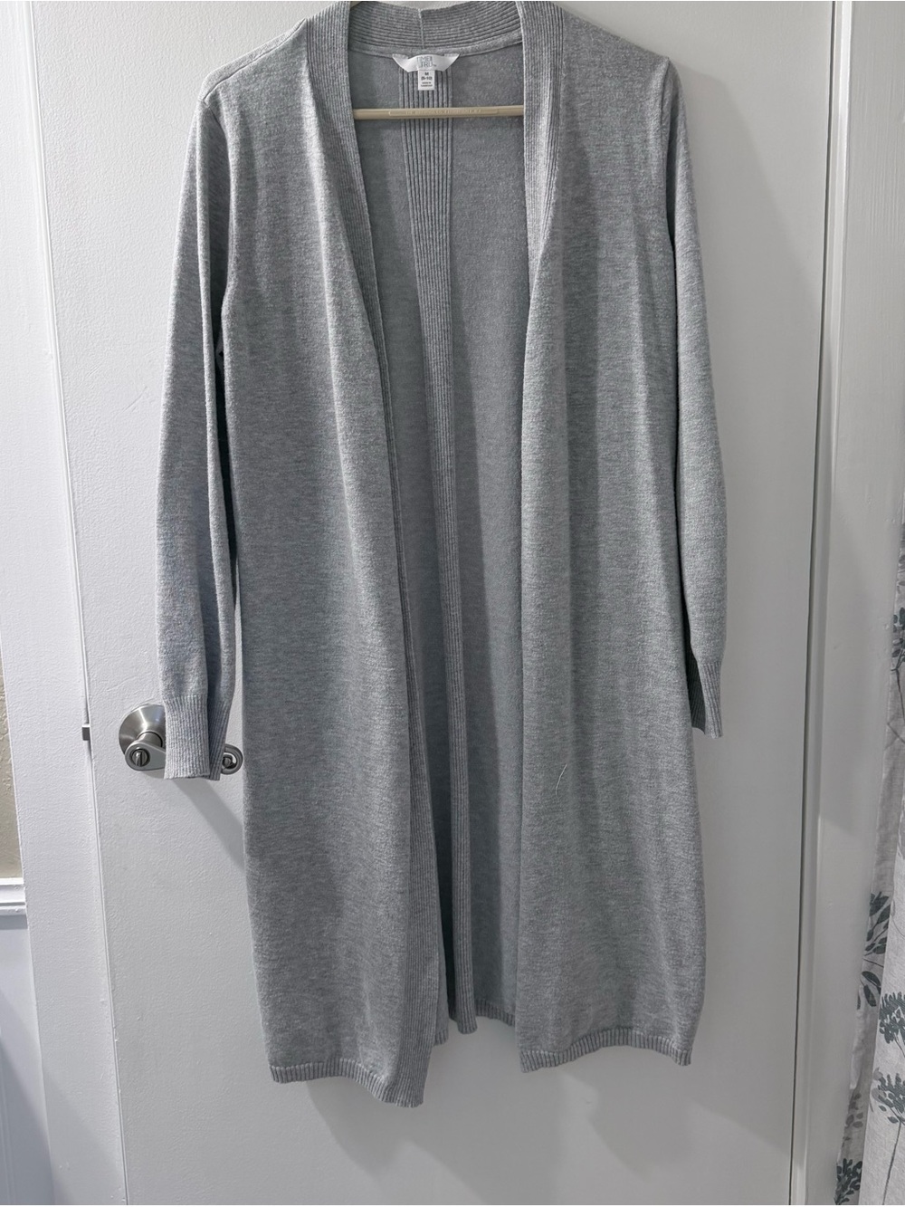 Long Open-Front Rib-Trim Cardigans - Picture 5 of 5